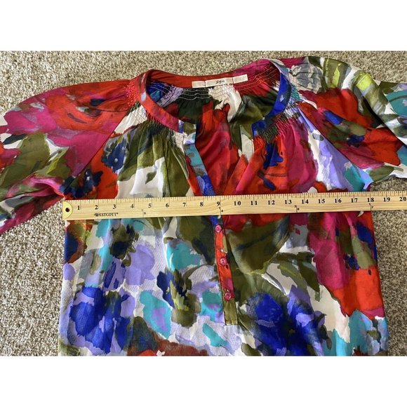 Gibson Red multicolored Floral Blouse Sz XSmall - Picture 5 of 5